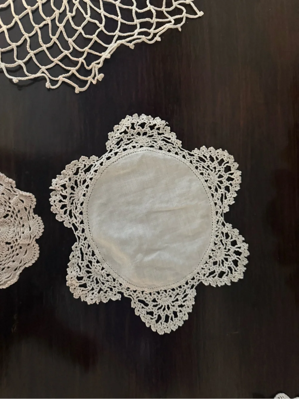 Handmade Cream Crochet Doily Set - Elegant Home Dining Accents